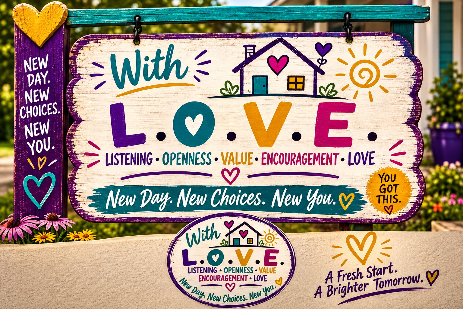 New You With L.O.V.E. New Day New Choices New You sign artwork